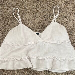 Forever 21 Cream Ruffled Crop Camisole